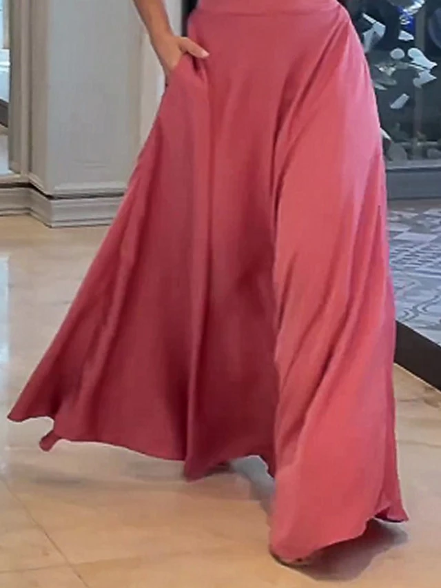 Women's Two Piece Dress Set Casual Dress Skirt Set Outdoor Date Fashion Streetwear Pocket Long Dress Maxi Dress One Shoulder Half Sleeve Plain Regular Fit Pink Summer Spring S M L XL XXL 6 Women's Two Piece Dress Set Casual Dress Skirt Set Outdoor Date Fashion Streetwear Pocket Long Dress Maxi Dress One Shoulder Half Sleeve Plain Regular Fit Pink Summer Spring S M L XL XXL - Image 4