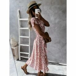 Women's Casual Dress Wrap Dress Floral Dress Midi Dress Black Pink Blue Short Sleeve Floral Lace Up Summer Spring V Neck Vacation Vacation Summer Dress 2023 S M L XL XXL -LIGHTINTHEBOX Shop bkqrtm1623832482246