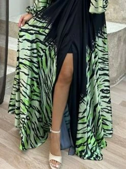 Women's Prom Dress Party Dress Wedding Guest Dress Long Dress Maxi Dress Green Long Sleeve Color Block Split Spring Fall Winter V Neck Fashion Winter Dress Evening Party Wedding Guest 2023 S M L XL -LIGHTINTHEBOX Shop bloecx1694157834767