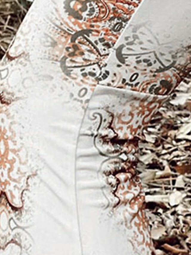 Women's Slim Tights Pants Trousers Flare Leggings White High Waist Fashion Streetwear Casual Street Causal Daily High Cut High Elasticity Full Length Breathability Floral S M L XL 8 Women's Slim Tights Pants Trousers Flare Leggings White High Waist Fashion Streetwear Casual Street Causal Daily High Cut High Elasticity Full Length Breathability Floral S M L XL - Image 6