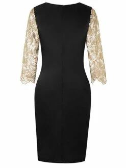 Women‘s Plus Size Curve Party Dress Floral Crew Neck Lace Long Sleeve Spring Fall Elegant Prom Dress Knee Length Dress Formal Party Dress -LIGHTINTHEBOX Shop bmpbbq1634359512790