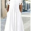 Women's Casual Dress Shift Dress White Dress Midi Dress White Short Sleeve Pure Color Cut Out Fall Spring Summer Crew Neck Basic Daily Date Vacation 2023 S M L XL 2XL 3XL -LIGHTINTHEBOX Shop bndeop1657094180559
