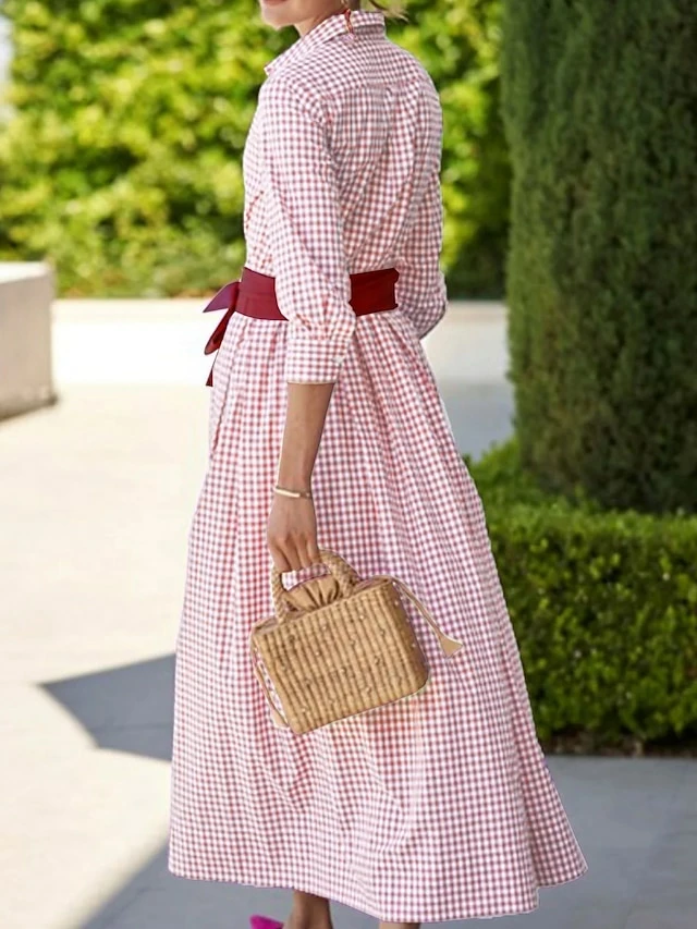 Women's Shirt Dress Casual Dress Maxi Long Dress Outdoor Winter Dress Daily Cotton Cotton And Linen Fashion Casual Shirt Collar Lace Up Pocket Long Sleeve Summer Spring Fall 2023 Regular Fit Pink 4 Women's Shirt Dress Casual Dress Maxi Long Dress Outdoor Winter Dress Daily Cotton Cotton And Linen Fashion Casual Shirt Collar Lace Up Pocket Long Sleeve Summer Spring Fall 2023 Regular Fit Pink - Image 2