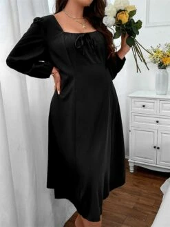 Women's Plus Size Curve Party Dress Cocktail Dress Black Dress Midi Dress Black Long Sleeve Pure Color Lace Up Spring Fall Winter Square Neck Fashion Winter Dress Birthday Wedding Guest XL XXL 3XL 15 Women's Plus Size Curve Party Dress Cocktail Dress Black Dress Midi Dress Black Long Sleeve Pure Color Lace Up Spring Fall Winter Square Neck Fashion Winter Dress Birthday Wedding Guest XL XXL 3XL -LIGHTINTHEBOX Shop bnjgzy1691648096122