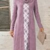 Women's Casual Dress Plain Dress Mini Dress Patchwork Daily Date Going Out Fashion Elegant U Neck Long Sleeve 2023 Regular Fit Pink Color S M L XL XXL Size -LIGHTINTHEBOX Shop bnvnpp1692959444314