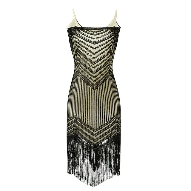 Women's Retro 1920s Fringe Dress Midi Dress Party Halloween Sequins Tassel Fringe Geometric Spaghetti Strap Sleeveless Regular Fit Spring Fall 2023 Silver Black S M L XL 9 Women's Retro 1920s Fringe Dress Midi Dress Party Halloween Sequins Tassel Fringe Geometric Spaghetti Strap Sleeveless Regular Fit Spring Fall 2023 Silver Black S M L XL - Image 7