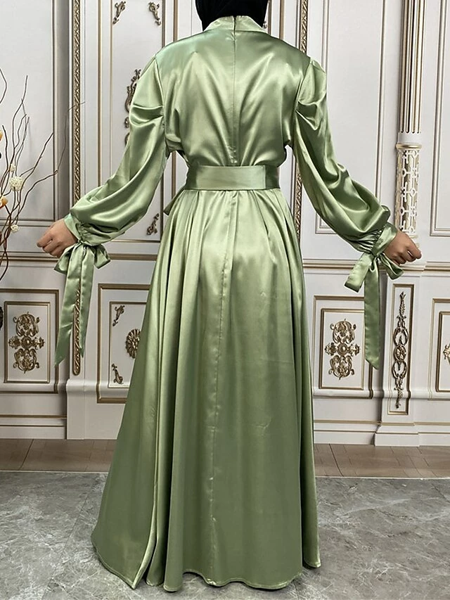 Women's Long Dress Maxi Dress Party Dress Casual Dress Satin Dress Pure Color Fashion Streetwear Outdoor Daily Holiday Lace Up Ruched Long Sleeve Stand Collar Dress Loose Fit Black Royal Blue Purple 8 Women's Long Dress Maxi Dress Party Dress Casual Dress Satin Dress Pure Color Fashion Streetwear Outdoor Daily Holiday Lace Up Ruched Long Sleeve Stand Collar Dress Loose Fit Black Royal Blue Purple - Image 6