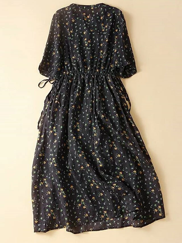 Women's Casual Dress Cotton Linen Dress A Line Dress Midi Dress Linen / Cotton Blend Basic Classic Outdoor Daily Vacation Split Neck Button Pocket 3/4 Length Sleeve Spring Fall Autumn 2023 Loose Fit 7 Women's Casual Dress Cotton Linen Dress A Line Dress Midi Dress Linen / Cotton Blend Basic Classic Outdoor Daily Vacation Split Neck Button Pocket 3/4 Length Sleeve Spring Fall Autumn 2023 Loose Fit - Image 5