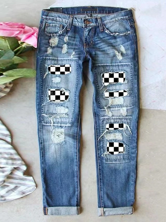 Women's Jeans Full Length Denim Medium Waist Fashion Trousers Daily Wear Casual Daily Deep Green Deep Pink S M Spring, Fall, Winter, Summer 8 Women's Jeans Full Length Denim Medium Waist Fashion Trousers Daily Wear Casual Daily Deep Green Deep Pink S M Spring, Fall, Winter, Summer - Image 6