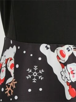 Women's Christmas Vintage Dress Midi Dress Black And White Green Black Long Sleeve Santa Claus Bow Winter Fall Autumn Square Neck Stylish Christmas Vacation 2022 S M L XL XXL 3XL -LIGHTINTHEBOX Shop btyyan1667637304545