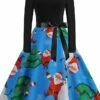 Women's Christmas Casual Dress Swing Dress Vintage Dress Midi Dress Green Blue Royal Blue Long Sleeve Color Block Bow Winter Fall Autumn V Neck Slim 2022 S M L XL XXL 3XL -LIGHTINTHEBOX Shop bvanas1666761740284