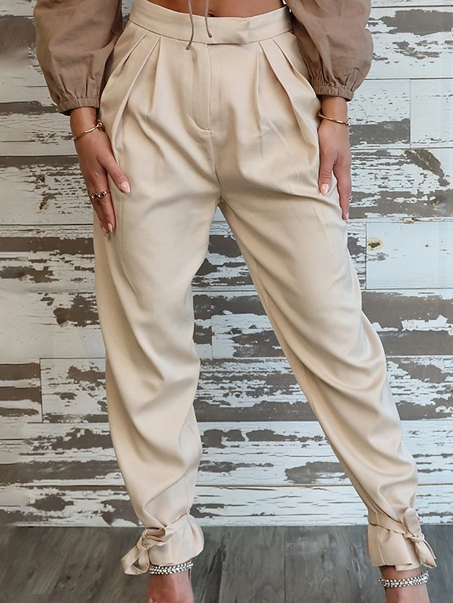 Women‘s Cargo Khaki Pants Chinos Trousers Full Length Micro-elastic High Waist Fashion Streetwear Street Daily Rice White S M Fall Winter 3 Women‘s Cargo Khaki Pants Chinos Trousers Full Length Micro-elastic High Waist Fashion Streetwear Street Daily Rice White S M Fall Winter