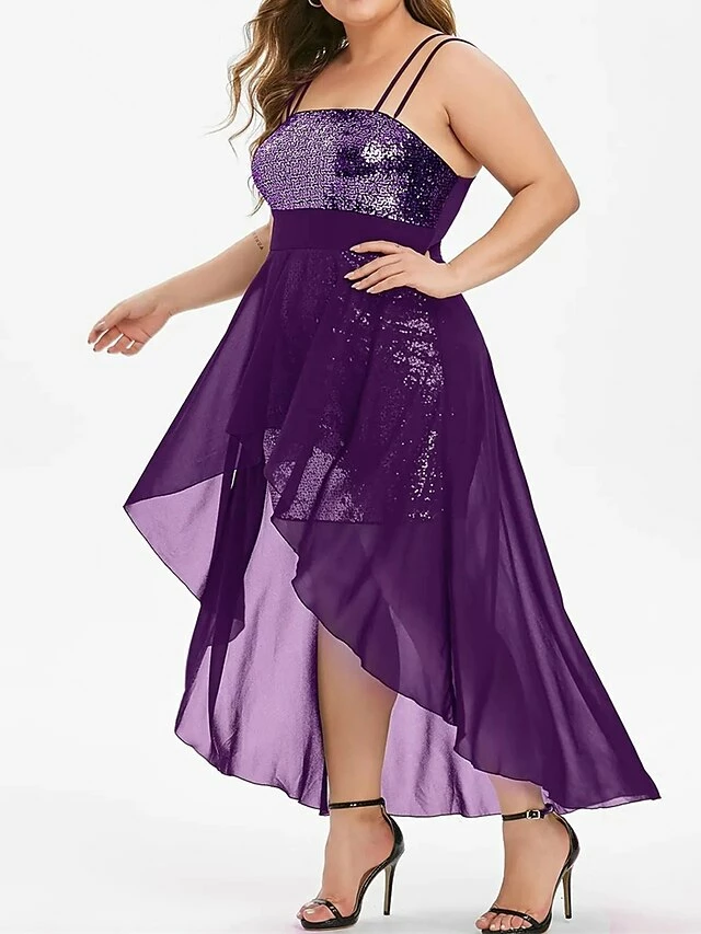 Women's Plus Size Prom Dress Party Dress Sequin Dress Long Dress Maxi Dress Black Wine Purple Sleeveless Pure Color Sequins Spring Fall Winter Spaghetti Strap Fashion Wedding Guest Birthday Evening 12 Women's Plus Size Prom Dress Party Dress Sequin Dress Long Dress Maxi Dress Black Wine Purple Sleeveless Pure Color Sequins Spring Fall Winter Spaghetti Strap Fashion Wedding Guest Birthday Evening - Image 10