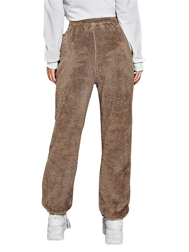 Women's Fleece Pants Sweatpants Chinos Pants Trousers Flannel Dark Brown Black Pink High Waist Fashion Streetwear Daily Wear Vacation Casual Daily Micro-elastic Full Length Comfy Solid Colored XS S M 18 Women's Fleece Pants Sweatpants Chinos Pants Trousers Flannel Dark Brown Black Pink High Waist Fashion Streetwear Daily Wear Vacation Casual Daily Micro-elastic Full Length Comfy Solid Colored XS S M - Image 16