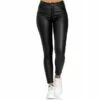 Women's Skinny Pants Trousers PU Artificial Leather Black Wine Blue Mid Waist Streetwear Stylish Party Casual Going Out Micro-elastic Full Length Comfort Plain S M L XL XXL -LIGHTINTHEBOX Shop bzenrn1676297594365