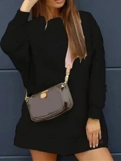 Women's Casual Dress Sweatshirt Dress Winter Dress Mini Dress Patchwork Outdoor Street Daily Active Fashion Crew Neck Long Sleeve 2023 Loose Fit Black White Green Color S M L XL XXL Size -LIGHTINTHEBOX Shop bzosbk1693539415356