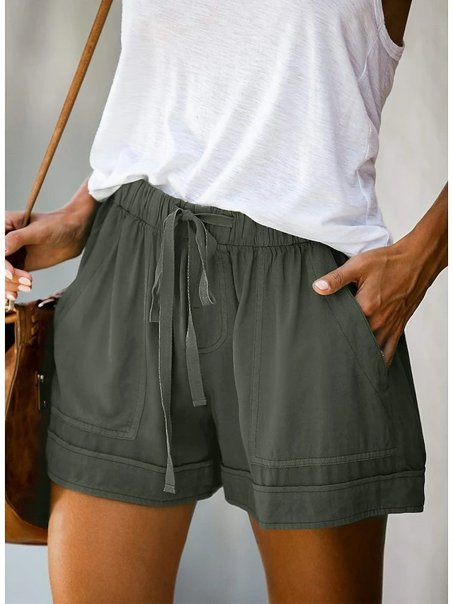 Women's Basic Essential Casual Shorts Wide Leg Baggy Pocket Short Daily Holiday Micro-elastic Simple Cotton Blend Lightweight Outdoor Mid Waist Light Blue Wine Red Pink ArmyGreen Orange & Red 18 Women's Basic Essential Casual Shorts Wide Leg Baggy Pocket Short Daily Holiday Micro-elastic Simple Cotton Blend Lightweight Outdoor Mid Waist Light Blue Wine Red Pink ArmyGreen Orange & Red - Image 16