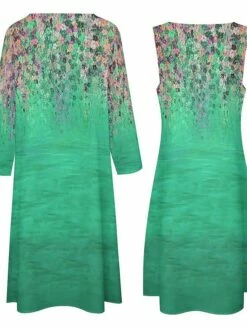 Women's Dress Set Two Piece Dress Long Dress Maxi Dress Blue Green Long Sleeve Color Block Print Summer Spring Crew Neck Vacation Winter Dress Fall Dress Loose Fit 2023 S M L XL XXL 3XL 4XL 5XL -LIGHTINTHEBOX Shop cavrdw1663758528810