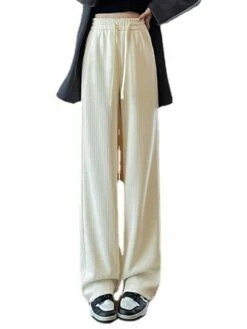 Women‘s Fleece Corduroy Pants Wide Leg Chinos Full Length Fashion Casual Outdoor Home Black Beige One-Size Fall Winter -LIGHTINTHEBOX Shop cbwbxj1693295380908