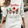Women's Christmas Casual Dress Sweatshirt Dress Mini Dress Warm Fashion Outdoor Vacation Crew Neck Print Hat Loose Fit Black White Red S M L XL XXL -LIGHTINTHEBOX Shop ccyzlg1695365421746
