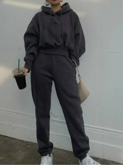 Women's Hoodies & Sweatshirts Tracksuit Pants Sets Black Red Khaki Plain Long Sleeve Outdoor Sports Outdoor Active Daily Hooded Regular Fit Fall & Winter