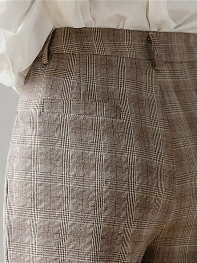 Women's Dress Pants Cropped Pants Ankle-Length Cotton Print Micro-elastic High Waist Fashion Streetwear Formal Work Grey Coffee S M Fall Winter 22 Women's Dress Pants Cropped Pants Ankle-Length Cotton Print Micro-elastic High Waist Fashion Streetwear Formal Work Grey Coffee S M Fall Winter - Image 20