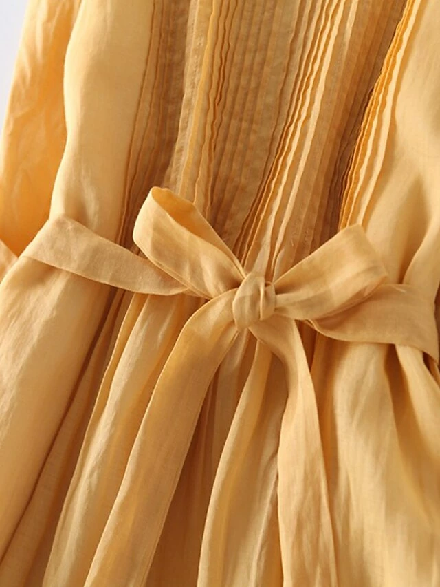 Women's Casual Dress A Line Dress Midi Dress Polyester Fashion Daily Outdoor Daily Vacation Crew Neck Ruched Tie Belt Long Sleeve Fall Winter Autumn 2023 Loose Fit Yellow Pink Purple Plain M L XL 2XL 12 Women's Casual Dress A Line Dress Midi Dress Polyester Fashion Daily Outdoor Daily Vacation Crew Neck Ruched Tie Belt Long Sleeve Fall Winter Autumn 2023 Loose Fit Yellow Pink Purple Plain M L XL 2XL - Image 10