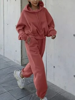 Women's Hoodies & Sweatshirts Tracksuit Pants Sets Black Red Khaki Plain Long Sleeve Outdoor Sports Outdoor Active Daily Hooded Regular Fit Fall & Winter -LIGHTINTHEBOX Shop chwkmx1691064082528