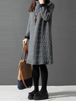 Women's Work Dress Black Dress A Line Dress Fashion Midi Dress Ruched Turtleneck Long Sleeve Plain Loose Fit Black Wine Gray Fall Winter M L XL XXL -LIGHTINTHEBOX Shop ciblhg1693299481870