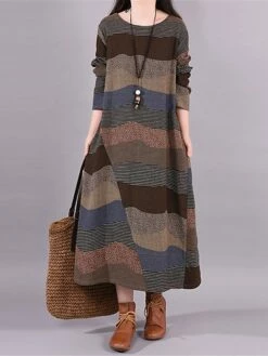 Women's Casual Dress Cotton Linen Dress Loose Dress Midi Dress Cotton Basic Classic Outdoor Daily Vacation Crew Neck Print Long Sleeve Spring Fall Winter 2023 Loose Fit Wine Brown Striped M L XL 2XL 20 Women's Casual Dress Cotton Linen Dress Loose Dress Midi Dress Cotton Basic Classic Outdoor Daily Vacation Crew Neck Print Long Sleeve Spring Fall Winter 2023 Loose Fit Wine Brown Striped M L XL 2XL -LIGHTINTHEBOX Shop cicvni1692778409626