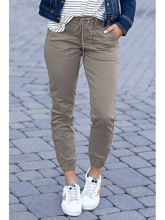 Women's Tapered Pants Chinos Cotton Blend Black Army Green Ash-colored Trousers Chino Casual Daily Ankle-Length Comfort Solid Color S M L XL XXL 3 Women's Tapered Pants Chinos Cotton Blend Black Army Green Ash-colored Trousers Chino Casual Daily Ankle-Length Comfort Solid Color S M L XL XXL