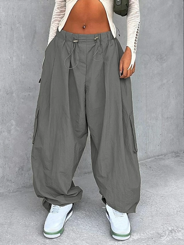 Women‘s Cargo Parachute pants Wide Leg Trousers Full Length Fashion Streetwear Street Daily Grey XS S Fall Winter 3 Women‘s Cargo Parachute pants Wide Leg Trousers Full Length Fashion Streetwear Street Daily Grey XS S Fall Winter