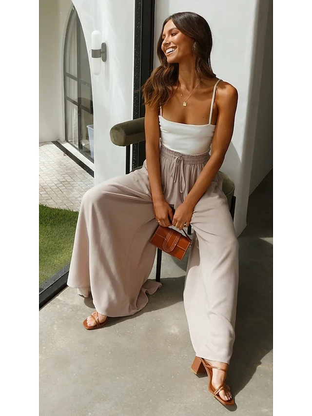 Women's Culottes Wide Leg Gauchos Pants Chinos Full Length Side Pockets Baggy Micro-elastic Mid Waist Fashion Work Casual Black White S M Summer Spring &Fall 15 Women's Culottes Wide Leg Gauchos Pants Chinos Full Length Side Pockets Baggy Micro-elastic Mid Waist Fashion Work Casual Black White S M Summer Spring &Fall - Image 13