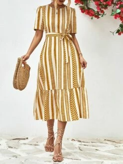 Women's Casual Dress A Line Dress Summer Dress Stripe Lace Up Print Crew Neck Midi Dress Fashion Streetwear Outdoor Street Short Sleeve Regular Fit Black Yellow Summer Spring S M L XL 21 Women's Casual Dress A Line Dress Summer Dress Stripe Lace Up Print Crew Neck Midi Dress Fashion Streetwear Outdoor Street Short Sleeve Regular Fit Black Yellow Summer Spring S M L XL -LIGHTINTHEBOX Shop clojbf1690284246372