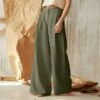 Women's Culottes Wide Leg Wide Leg Linen Pants Full Length Faux Linen Side Pockets Wide Leg Mid Waist Fashion Casual Weekend Black Green S M Summer Spring &Fall -LIGHTINTHEBOX Shop cltwcw1647322183311