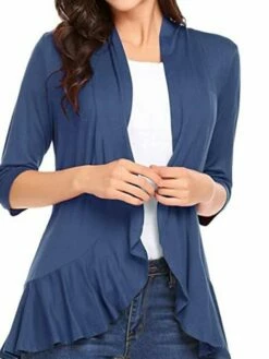 Women's Shirt Blouse Shrugs Black Wine Blue Plain Ruffle 3/4 Length Sleeve Daily Weekend Streetwear Casual V Neck Regular Fit 11 Women's Shirt Blouse Shrugs Black Wine Blue Plain Ruffle 3/4 Length Sleeve Daily Weekend Streetwear Casual V Neck Regular Fit -LIGHTINTHEBOX Shop cmdlvd1629366233801