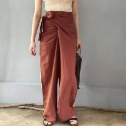 Women's Dress Pants Culottes Wide Leg Wide Leg Full Length Faux Linen Side Pockets Baggy Mid Waist Fashion Party Casual Black Khaki M L Summer Spring &Fall -LIGHTINTHEBOX Shop cogpse1657507823491