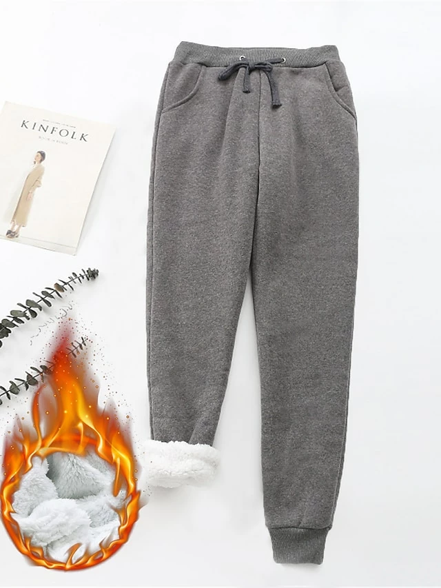 Women's Fleece Pants Sweatpants Chinos Full Length Cotton Micro-elastic High Waist Fashion Streetwear Street Daily Claret Light Gray S M Fall Winter 3 Women's Fleece Pants Sweatpants Chinos Full Length Cotton Micro-elastic High Waist Fashion Streetwear Street Daily Claret Light Gray S M Fall Winter