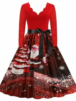 Women's Christmas Party Dress Swing DressKnee Length Dress Green Purple Wine Red Black Long Sleeve Santa Claus Elk Snowman Print Fall Winter V Neck Vintage Party Elegant Party 2022 S M L XL XXL 3XL 39 Women's Christmas Party Dress Swing DressKnee Length Dress Green Purple Wine Red Black Long Sleeve Santa Claus Elk Snowman Print Fall Winter V Neck Vintage Party Elegant Party 2022 S M L XL XXL 3XL -LIGHTINTHEBOX Shop cpipsy1667874475338