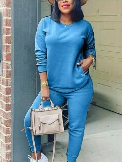 Women's Shirt Sweatshirt Tracksuit Pants Sets Dark Grey Black Yellow Solid Color Long Sleeve Outdoor Active Basic Crew Neck Regular Fit Fall & Winter