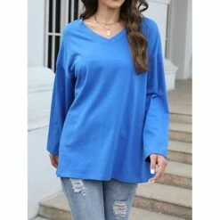 T Shirt Tee Women's White Yellow Pink Solid Colored Loose Daily Basic Neon & Bright V Neck Regular Fit M / M