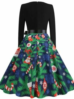 Women's Christmas Casual Dress Swing Dress Vintage Dress Midi Dress Green Blue Royal Blue Long Sleeve Color Block Bow Winter Fall Autumn V Neck Slim 2022 S M L XL XXL 3XL -LIGHTINTHEBOX Shop crtylp1666761745369