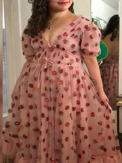 Women‘s Plus Size Curve Holiday Dress Print V Neck Print Half Sleeve Fall Spring Prom Dress Maxi Long Dress Party Daily Dress Graphic