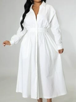 Women's Casual Dress Swing Dress Long Dress Maxi Dress Blue Yellow Orange Long Sleeve Pure Color Pocket Winter Fall Autumn Shirt Collar Winter Dress Weekend Fall Dress Loose Fit 2023 S M L XL XXL -LIGHTINTHEBOX Shop cugtqa1653990827907