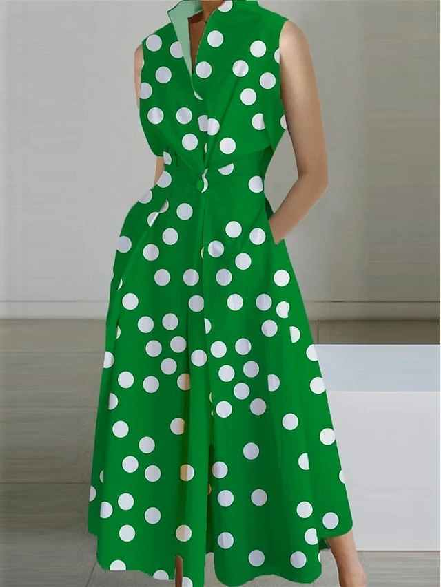 Women's Shirt Dress Casual Dress Work Dress Midi Dress Outdoor Office Daily Polyester Fashion Modern Shirt Collar Button Pocket Sleeveless Summer Spring 2023 Loose Fit Black White Orange Floral Polka 3 Women's Shirt Dress Casual Dress Work Dress Midi Dress Outdoor Office Daily Polyester Fashion Modern Shirt Collar Button Pocket Sleeveless Summer Spring 2023 Loose Fit Black White Orange Floral Polka