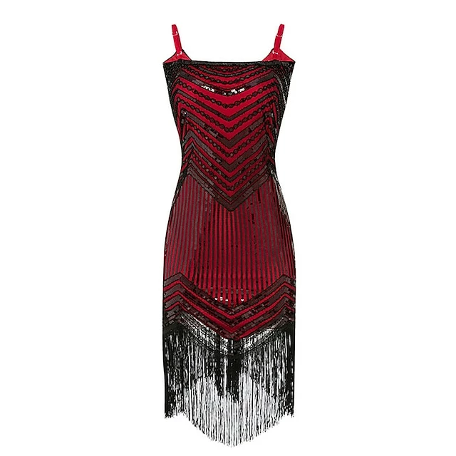 Women's Retro 1920s Fringe Dress Midi Dress Party Halloween Sequins Tassel Fringe Geometric Spaghetti Strap Sleeveless Regular Fit Spring Fall 2023 Silver Black S M L XL 8 Women's Retro 1920s Fringe Dress Midi Dress Party Halloween Sequins Tassel Fringe Geometric Spaghetti Strap Sleeveless Regular Fit Spring Fall 2023 Silver Black S M L XL - Image 6