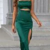 Women‘s Christmas Party Dress Cut Out Dress Cocktail Dress Midi Dress White Fuchsia Green Sleeveless Pure Color Backless Spring Fall Winter Spaghetti Strap Fashion Birthday Wedding Guest Vacation 2023
