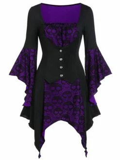 Women's Shirt Halloween Shirt Blouse Wine Purple Green Skull Lace Asymmetric Long Sleeve Casual Fashion Square Neck Regular Fit Bell Sleeve Spring &Fall 8 Women's Shirt Halloween Shirt Blouse Wine Purple Green Skull Lace Asymmetric Long Sleeve Casual Fashion Square Neck Regular Fit Bell Sleeve Spring &Fall -LIGHTINTHEBOX Shop cwrswk1631694676406