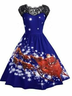 Women‘s Christmas Swing Dress Vintage Dress Mini Dress Green Purple Wine Sleeveless Plaid Lace Winter Fall Autumn Crew Neck Modern 2022 S M L XL XXL 3XL 4XL 5XL