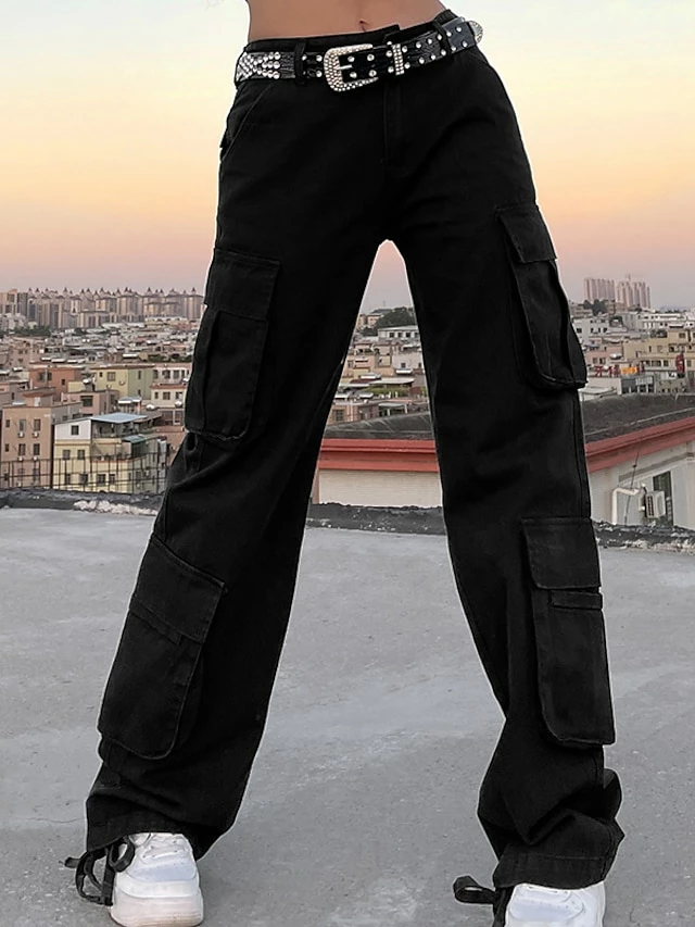 Women's Cargo Pants Pants Trousers Baggy Full Length Cotton Blend Baggy Micro-elastic Mid Waist Fashion Casual Office Black Green S M Autumn / Fall 9 Women's Cargo Pants Pants Trousers Baggy Full Length Cotton Blend Baggy Micro-elastic Mid Waist Fashion Casual Office Black Green S M Autumn / Fall - Image 7